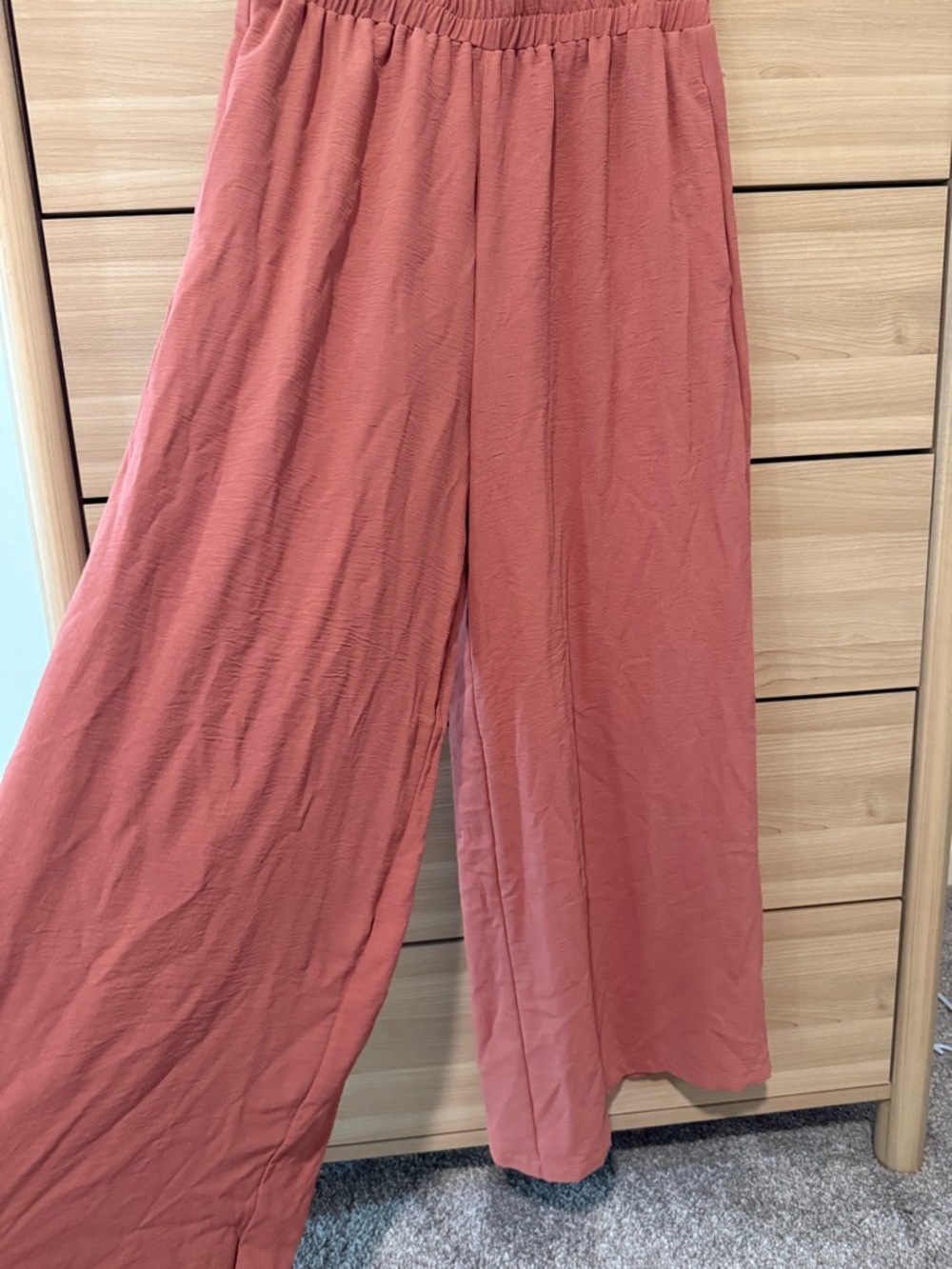 Women's Elastic Waist Wide Leg Pant - Dusty Rose - Picture 2 of 3